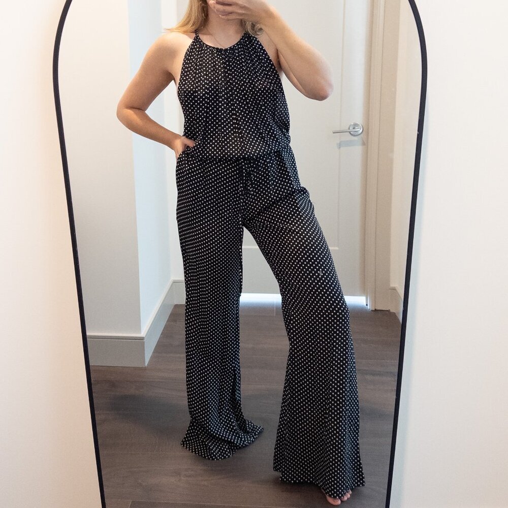 Flynn Skye Black Polka Dot Halter Jumpsuit